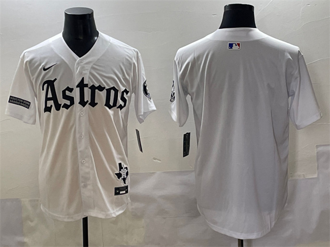 Men's Houston Astros Blank White Gothic 'Houston Born Barrio Raised' Limited Stitched Baseball Jersey